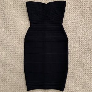Hervé Leger Black Strapless Bandage Dress